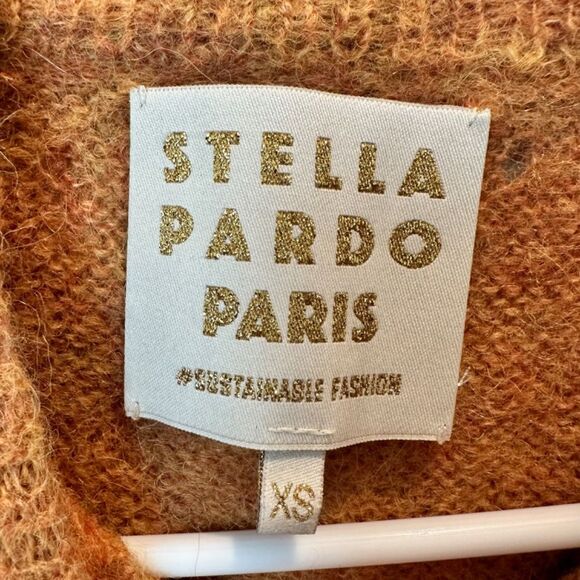 Stella Pardo Paris Orange Tan Alpaca “Misae” Pullover Mock Neck Sweater - XS EUC - Picture 7 of 9
